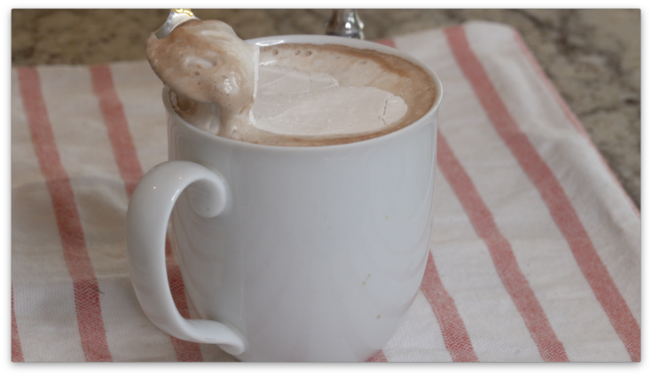 homemade hot chocolate with cocoa powder with melted homemade marshmallows