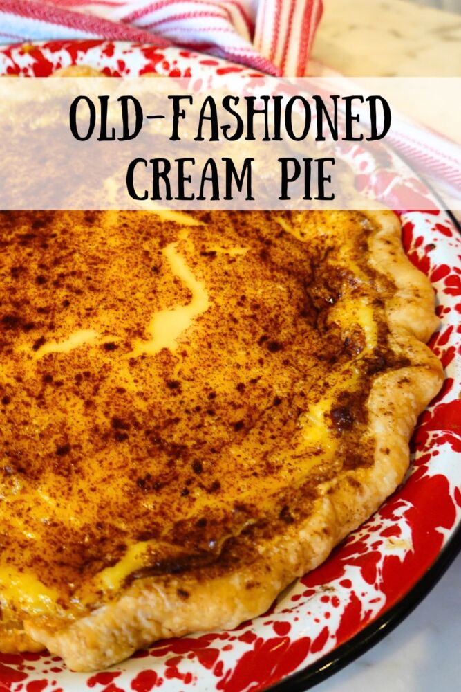 cream pie in a splatterware pan
